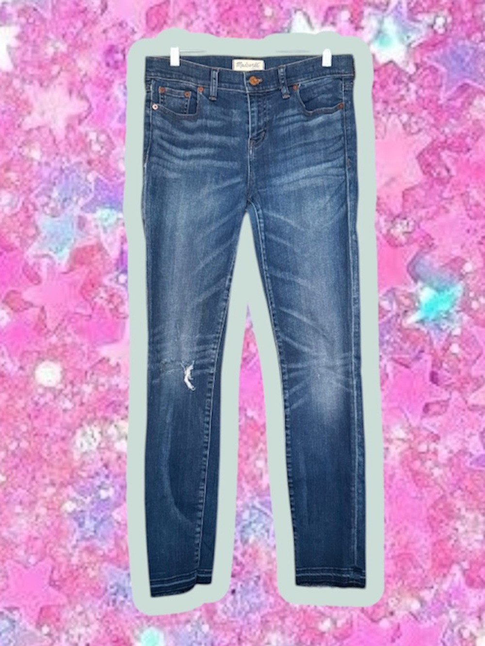MADEWELL slim Ally straight jeans 28 M 6 destroyed pants ripped denim mid rise